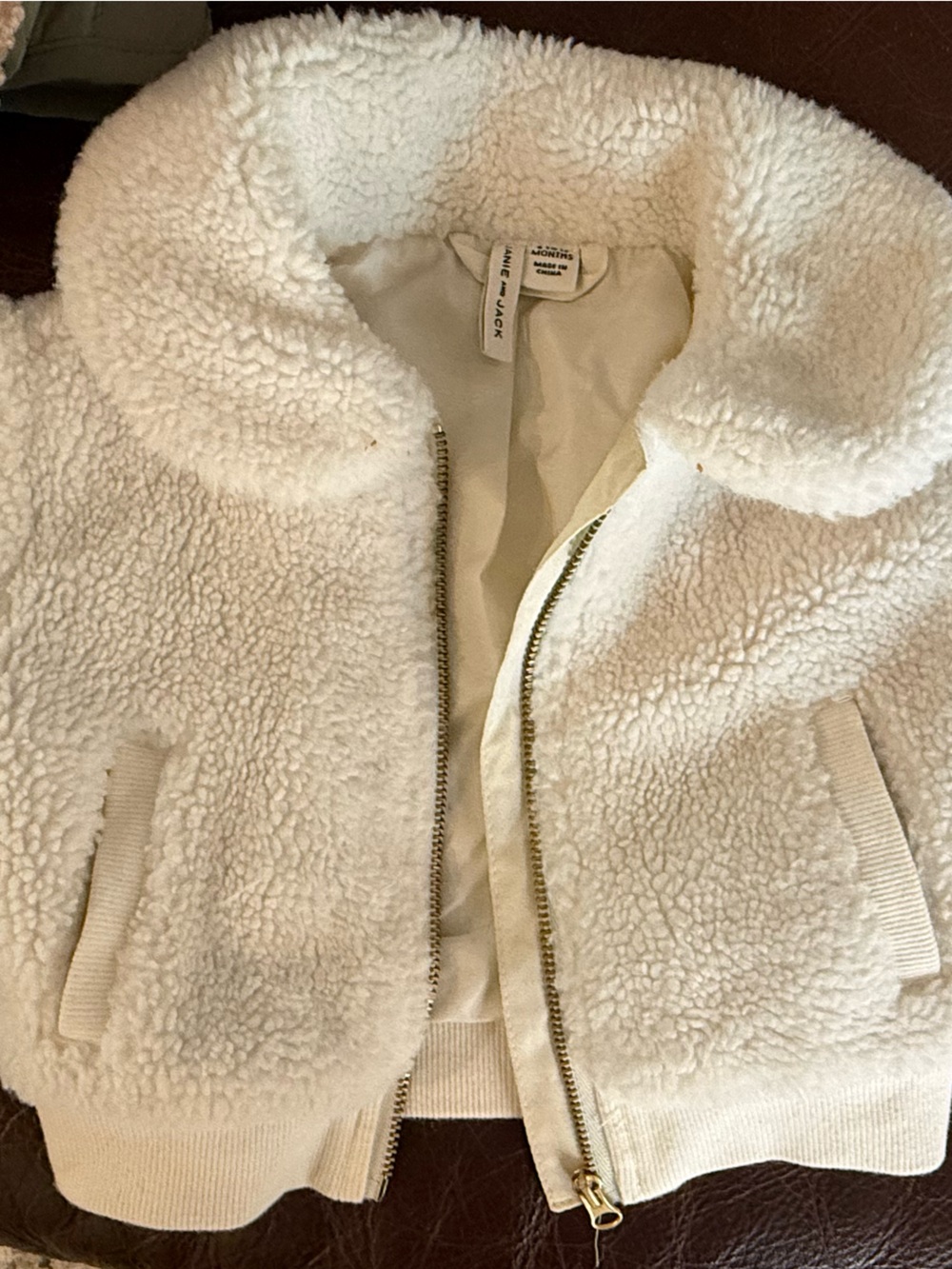 Janie and Jack Cream Sherpa Puffer Jacket